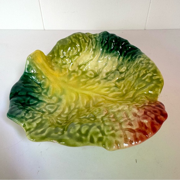 Vintage Italian Majolica Pottery Multi Coloured Cabbage Leaf Bowl - Picture 2 of 11